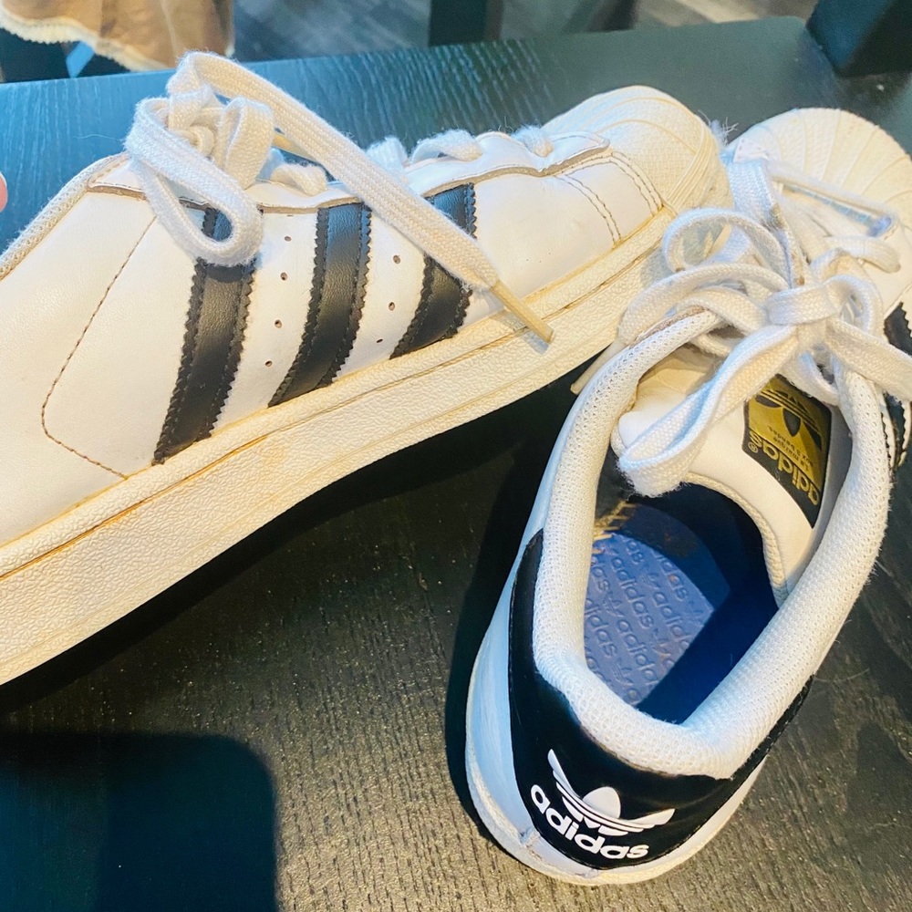Adidas black and white Superstars